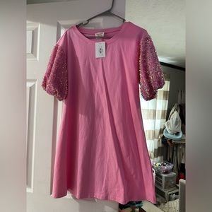 NWT pink t-shirt dress, size Small